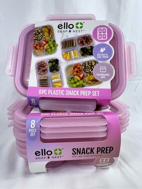 ello Snap & Nest 8pc Plastic Snack Prep Set (16 Piece Total)